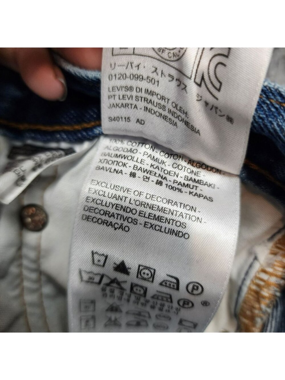 Levi's Jeans Womens 26 501 S Blue White Oak Cone Denim Button Fly Skinny *Read* - Picture 14 of 16